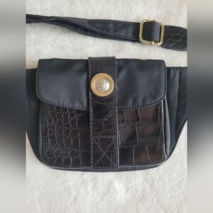 Vintage Gianni Versace Medusa Head 1990`s Black Croc-Embossed Belt/Body Bag